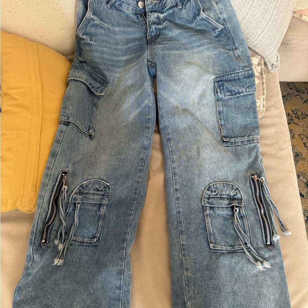Women's Blue Cargo Jeans